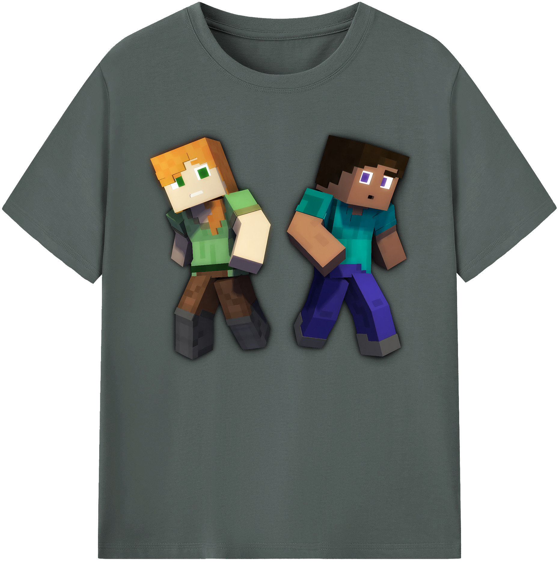 （画像用） マインクラフト ブロックの世界 Minecraft MC Block world 綿100％ メンズ半袖Tシャツ｜肌触りやわらか＆通気性
